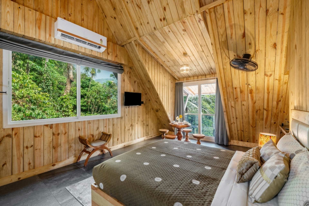 bedroom with wooden decor