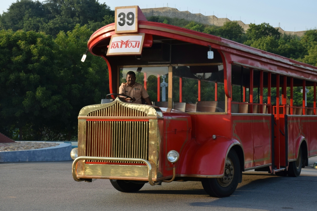 one-day trip near Hyderabad at Ramoji Film City
PC: Sibeesh Venu - https://unsplash.com/photos/people-riding-red-and-white-bus-during-daytime-Gd_ZjaLN-HQ