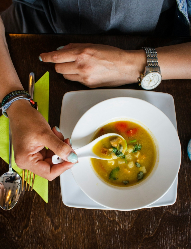 gourmet food in Havelock
PC: Louis Hansel - https://unsplash.com/photos/person-holding-spoon-with-soup-on-it-uVWUDniyscQ