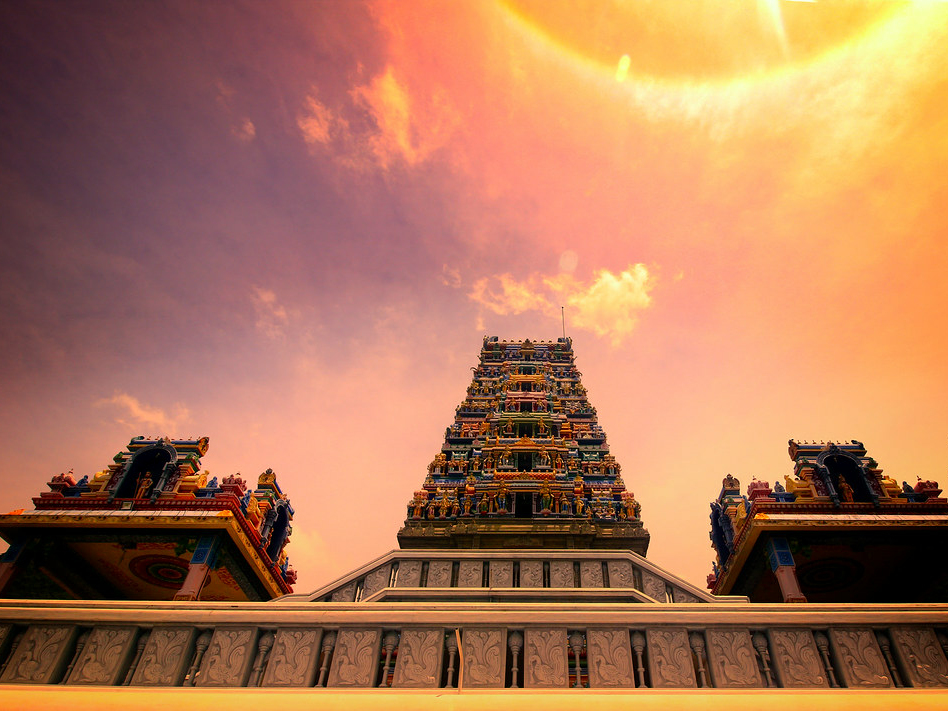 Beautiful sunset at Marudhamalai Temple, Coimbatore, South India.